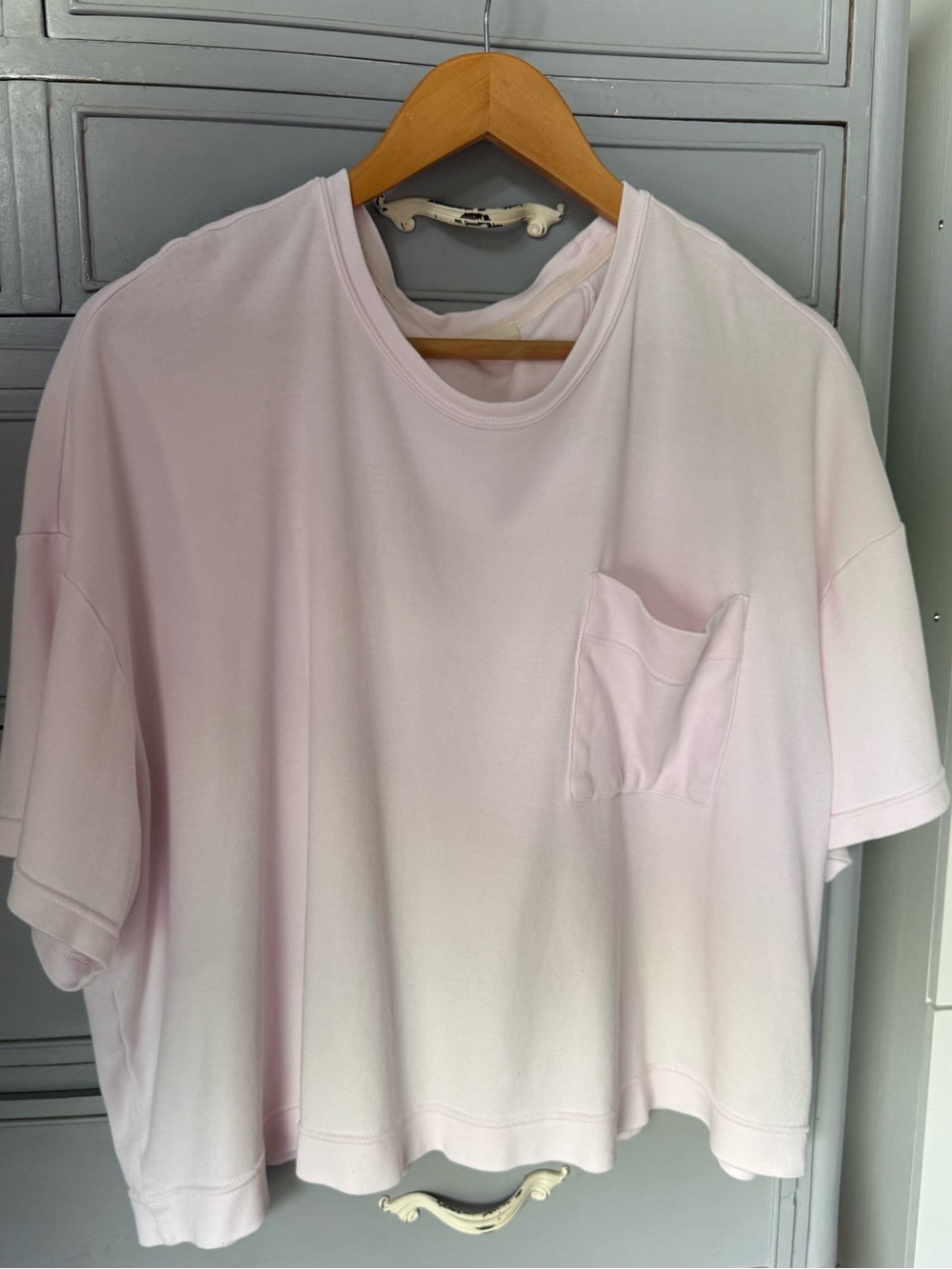 Feminine soft pink pocket tee. Exquisite Poetry London workmanship. Max comfort.